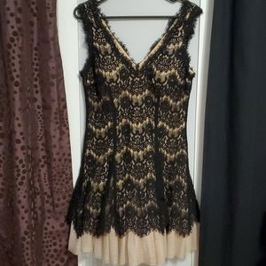 Betsy & Adam black and tan dress